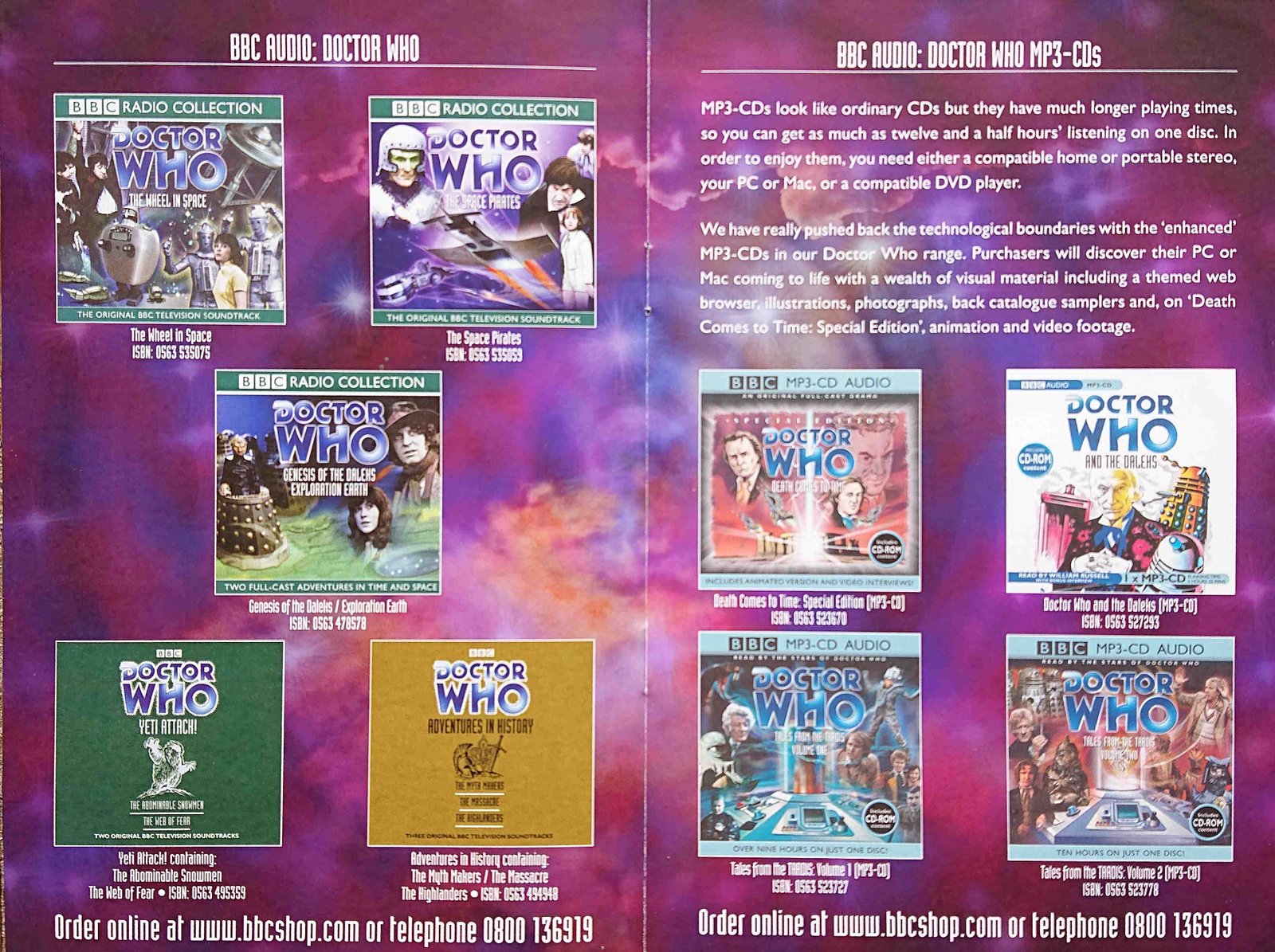 Other pages of catalogue BBC Doctor Who audio adventures catalogue Unknown dates